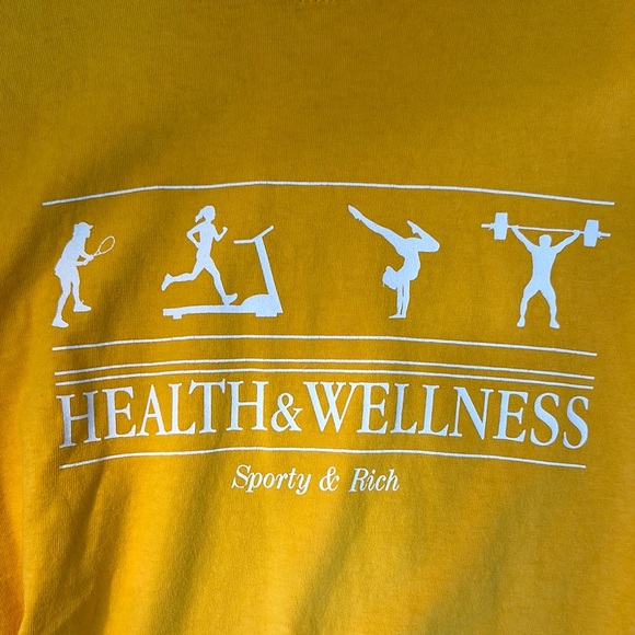 Sporty & Rich Yellow Crew Neck Short Sleeve T-Shirt - Picture 4 of 5